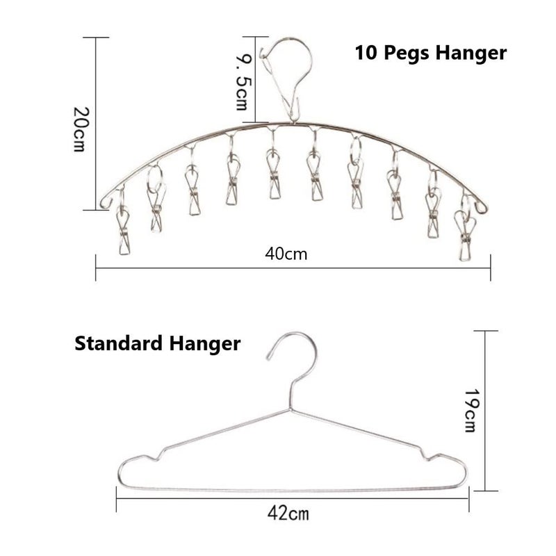 Skroad 4 Pack Stainless Steel Laundry Drying Rack Clothes Hanger with 10 Clips - Image 2